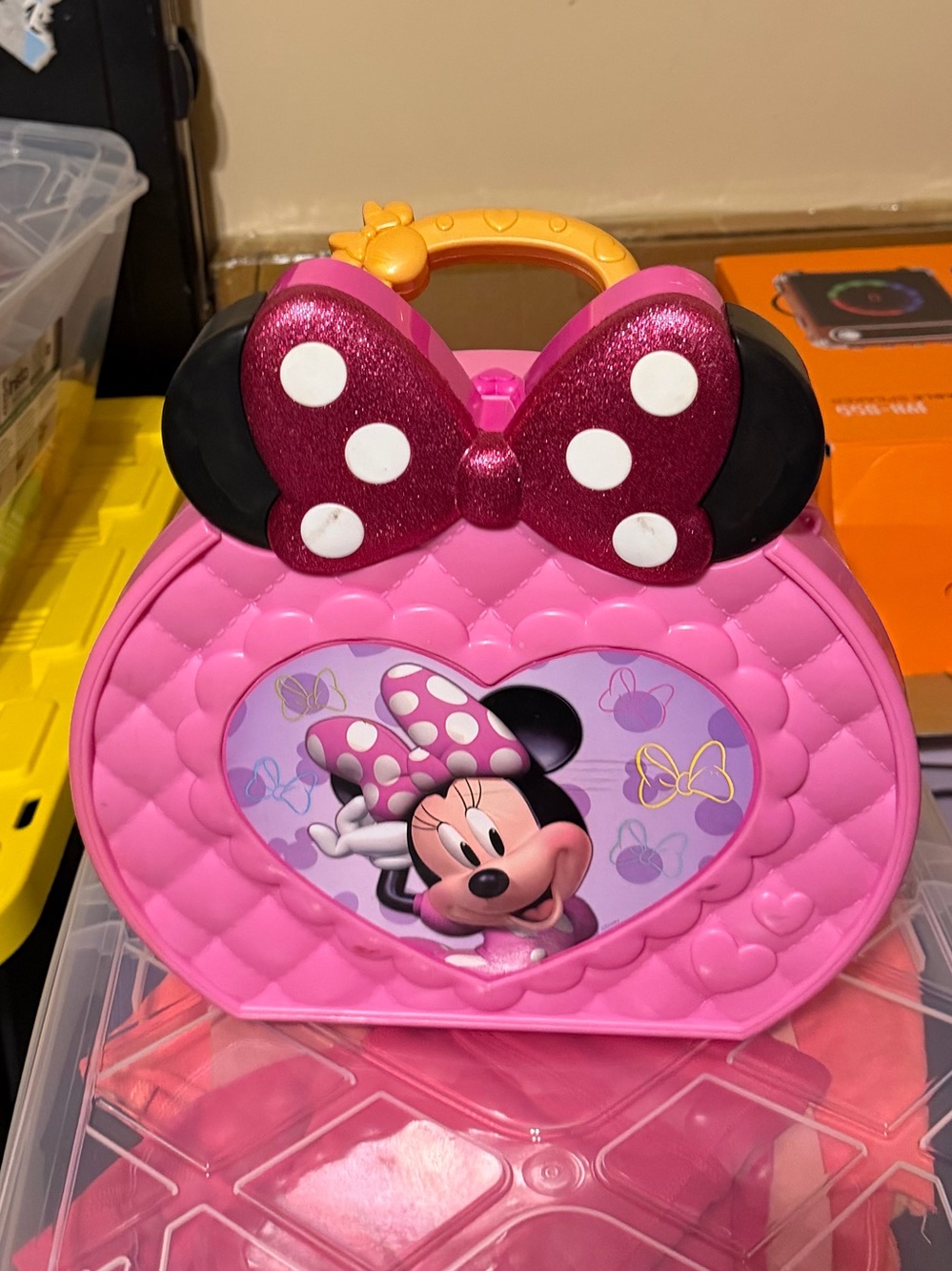Disney Minnie Mouse Pink Bow Carry Case Purse Storage Toy Kids Pretend Play